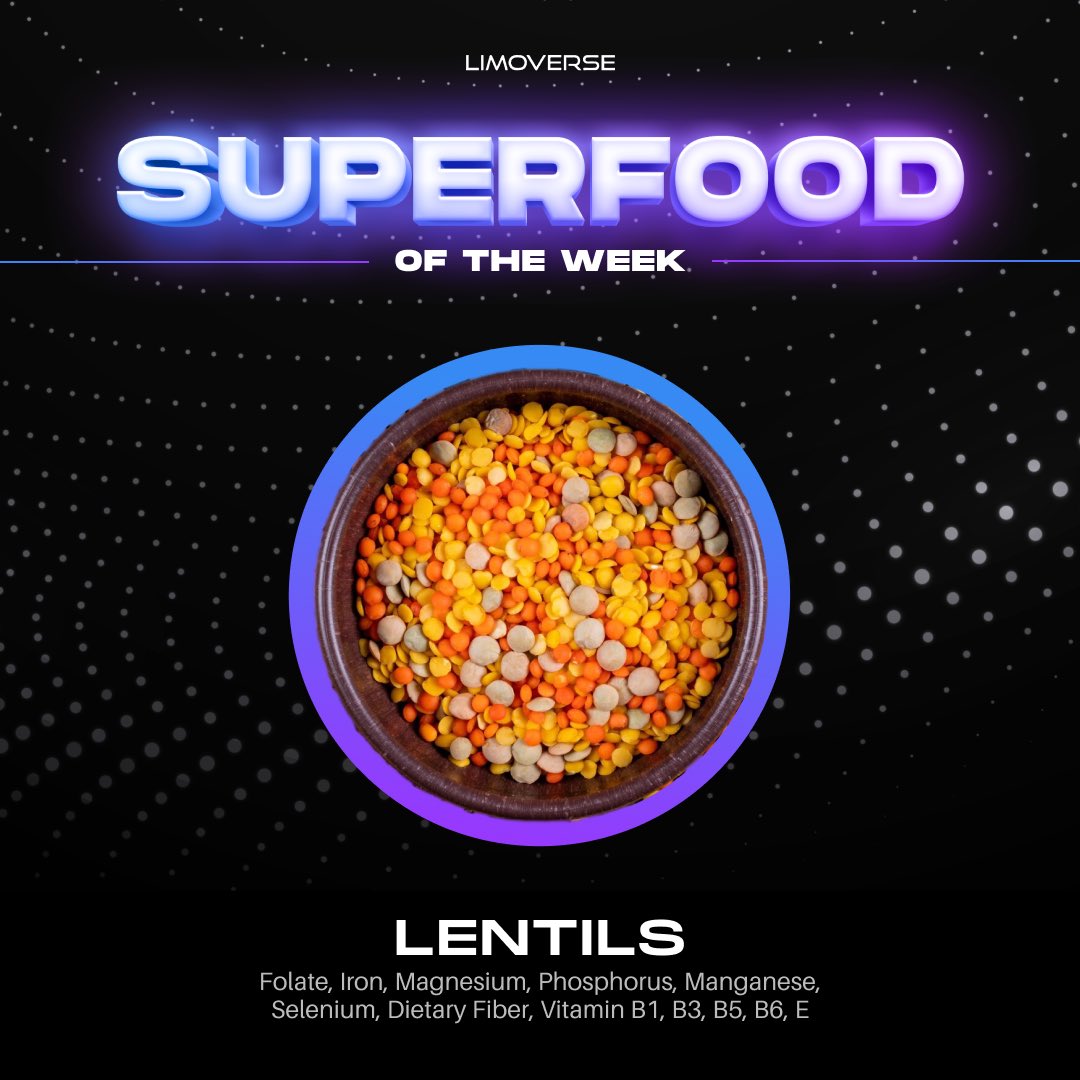 limoverseglobal's tweet photo. Originating from the ancient Near East, Lentils are packed with protein, fiber, iron, and essential nutrients! 🤩

They boost energy, promote digestive #health, and support heart health.

Incorporate them into your meals and feel the benefits! 💪🏻 https://t.co/futojmDuRq