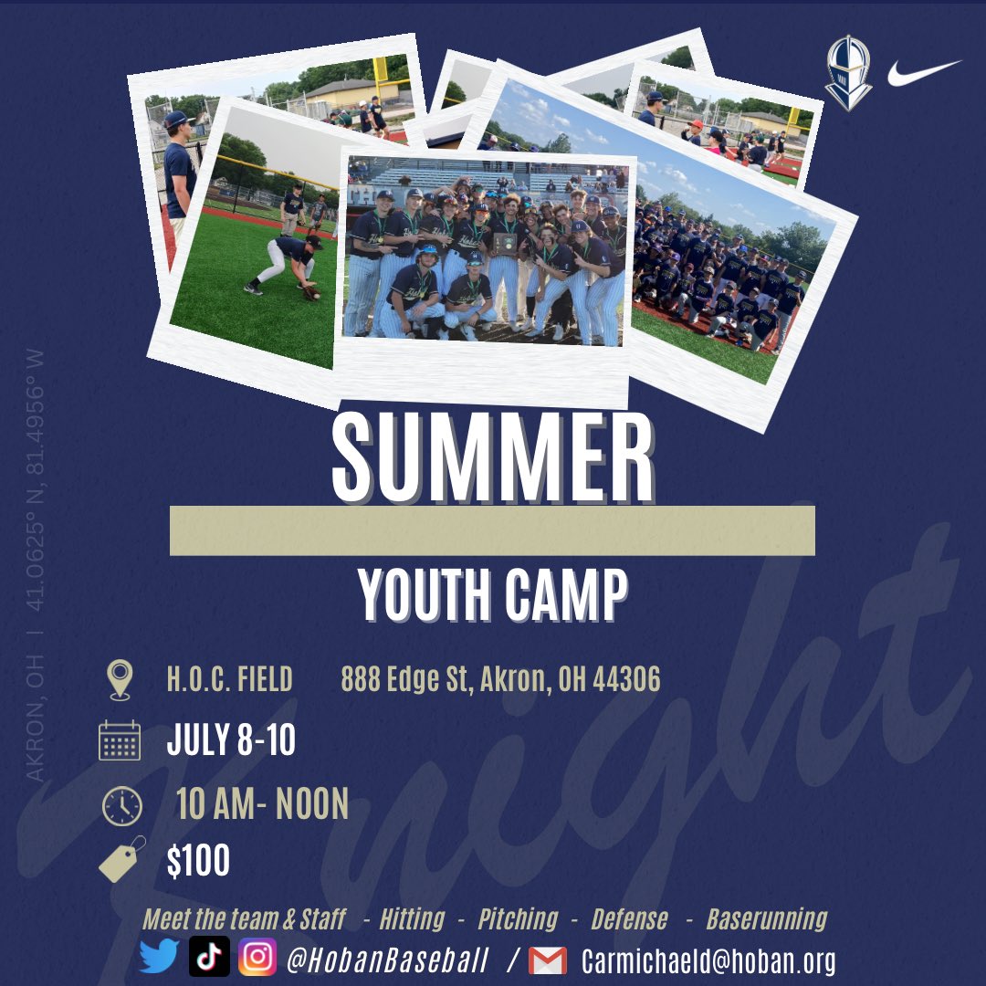 HobanBaseball's tweet photo. Final reminder for our youth camp!

https://t.co/4fYsr6ZXId https://t.co/6WP3nJp4YW