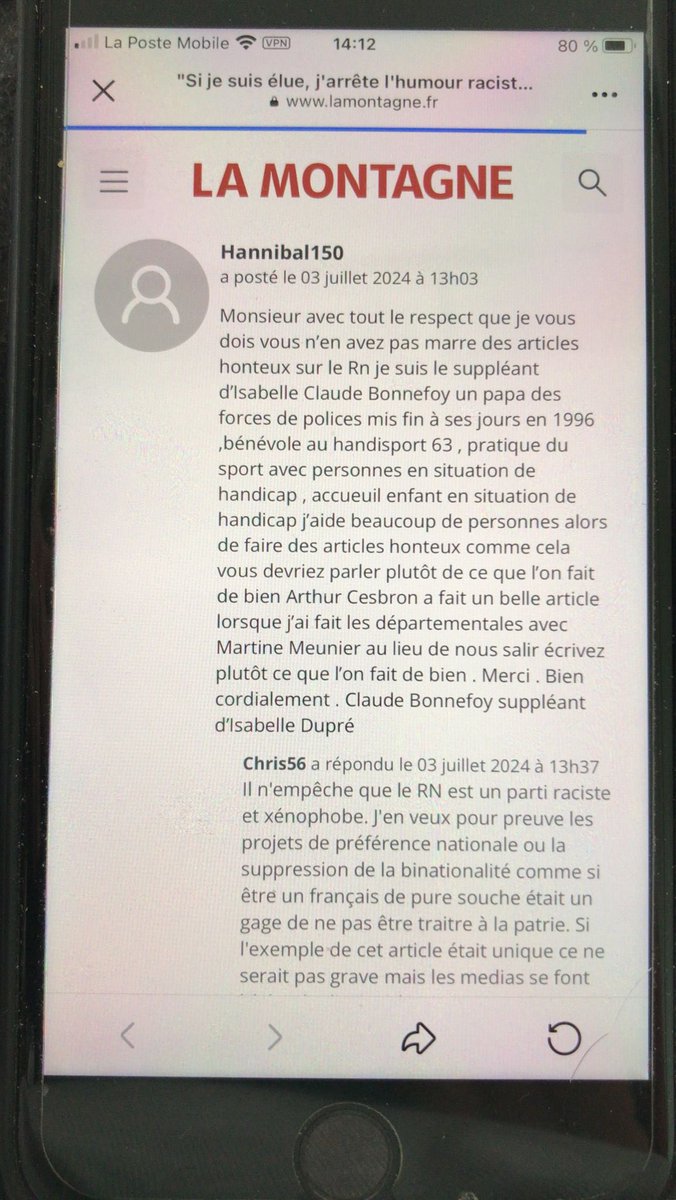 fcheville's tweet photo. @guybirenbaum Ci-dessous l’article commenté par le suppléant de la candidate sur @lamontagne_fr … carton plein 😬 https://t.co/PSxBox5UZ2