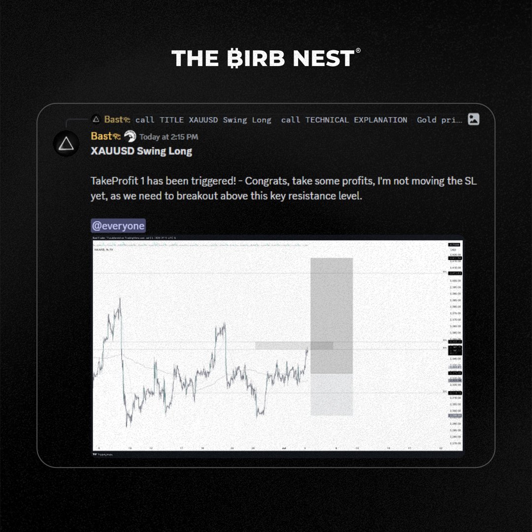 #Bitcoin dumping?

No worries, we've got you covered 🫂

Swing long on $GOLD hitting our TP1 🤝

🌐 whop.com/c/thebirbnest/…