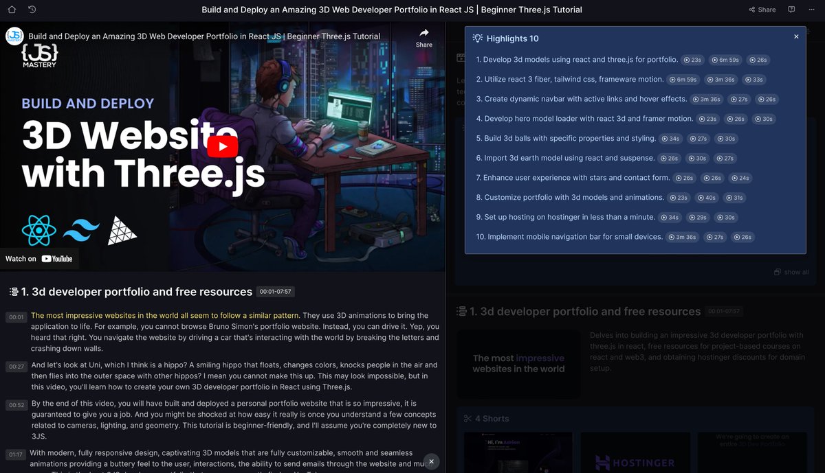 Brucewong_Tech's tweet photo. ✨Free on July 3 - Master Three.js & GSAP | Animate Amazing 3D Apps

Upgrade your website from 2D to 3D with Three.js and GSAP! This playlist is your gateway to creating stunning 3D websites, from interactive portfolios featuring floating islands and responsive animals to professional product showcases. Whether you aim to impress potential employers or simply want to explore the cutting-edge of web design, these tutorials will guide you through building captivating 3D experiences. Learn to recreate the dynamic appeal of top-tier websites, including an in-depth project mirroring the Apple iPhone 15 Pro's website. Start your 3D web development journey now and bring your digital creations to life!

1. Build and Deploy an Amazing 3D Web Developer Portfolio in React JS | Beginner Three.js Tutorial
https://t.co/h5BdKXh7OX

2. Build and Deploy an Amazing 3D Developer Portfolio in React with Three.js
https://t.co/4XEUPV80aR

3. Beginner Three.js & GSAP Tutorial | Build and Deploy an Apple Website using React
https://t.co/EmeH6cW4xX

4. Build and Deploy an AI-Powered 3D Website Using React | 2024 Three JS Course Tutorial for Beginners
https://t.co/OXxzYAxfok