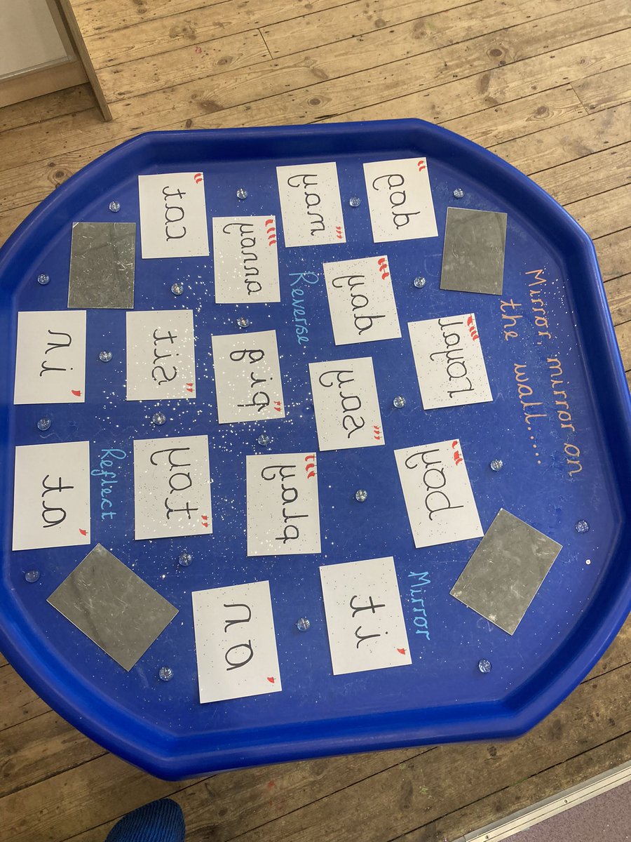 PlasmarlPrimary's tweet photo. @plasreception have been busy code busting today! We used the mirrors to find out what the jumbled words say https://t.co/BvMch13adv