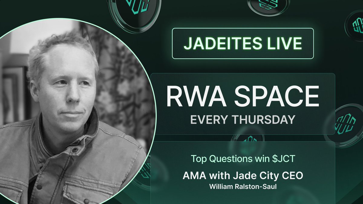 TheJadeCity's tweet photo. We're back with Jadeites Live🎙️

🗓️ 4th July
⏰ 5.30pm UTC

Week 2: Why we're tokenising jade + latest project updates!

👉 Join the conversation 
🪂 $100 in $JCT every week for the best question (winner voted in community poll)

❇️ Join the Space: https://t.co/iq64bcfxcc

#RWA