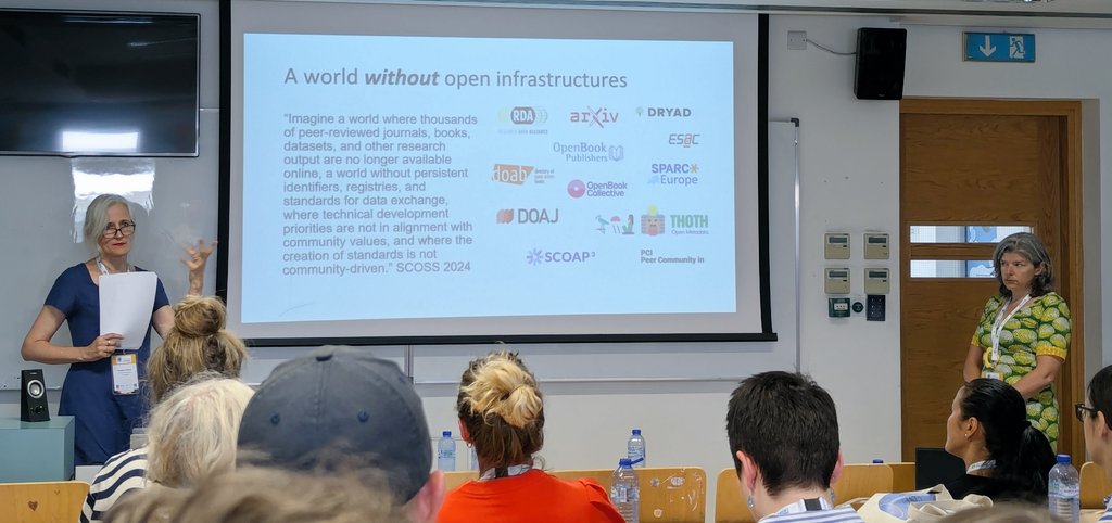 OpenBookCollect's tweet image. Great provocation at #LIBER2024 from @joanna_ball &amp;amp; @SuzanneTatham (👀 @UniSotonLibrary): What would the scholarly system look like without #OpenInfrastucture? TLDR: bleak! Nice though to see us feature alongside OBC members @Thoth_metadata @DOABooks @OpenBookPublish &amp;amp; others