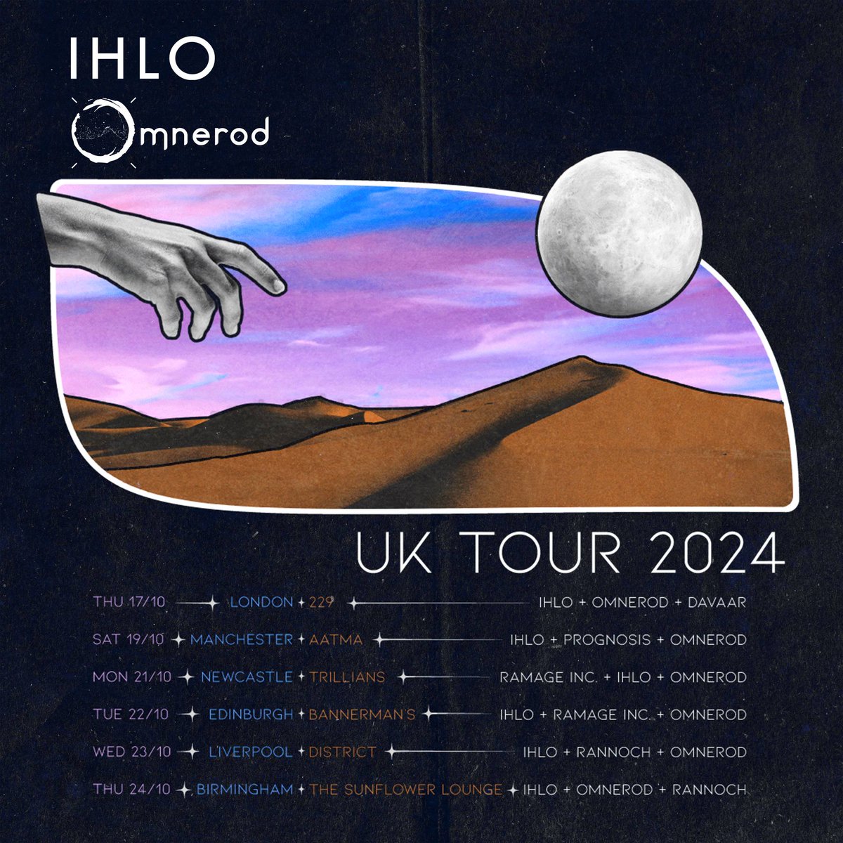 We are extremely pleased to have been invited by our good friends in Ihlo to join them alongside Belgium's Omnerod briefly during their 2024 UK tour!⁣

21st October – Trillians, Newcastle UK⁣
22nd October – Bannermans, Edinburgh UK⁣
⁣
See you there!⁣
🤘😃🤘
