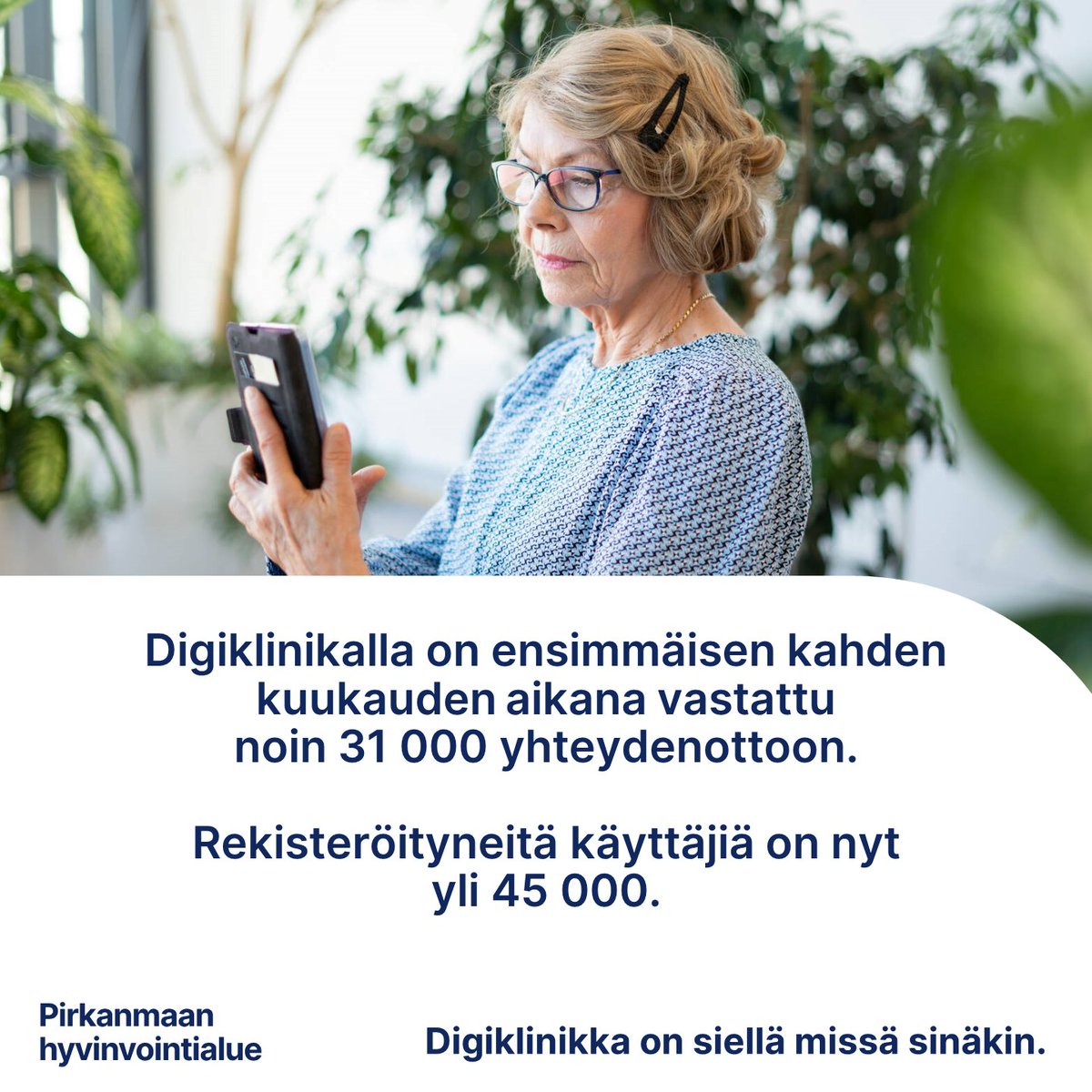 Digiklinikka on nyt ollut kaksi kuukautta pirkanmaalaisten käytössä! Palvelu on löydetty hyvin, sillä digiklinikalla on vastattu jo 31 000 yhteydenottoon. Soittojen määrä on vastaavasti ollut laskussa sosiaali- ja terveysasemilla. 
pirha.fi/w/digiklinikal…