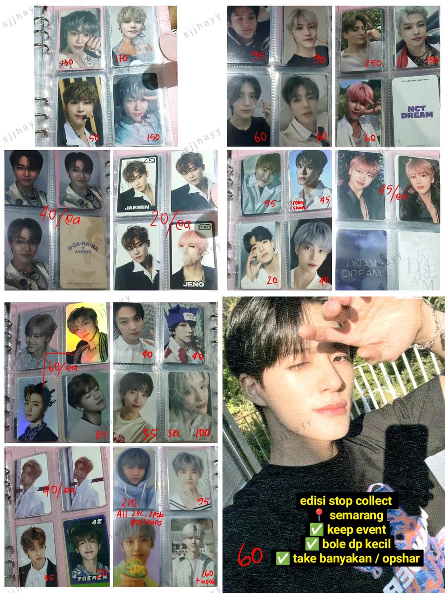 help rt 🥹‼️
wts/want to sell
aab nct dream mostly jaemin jeno

✅ price in pict
✅ bisa shopee live/video
✅ dom Jateng, Semarang
✅ bole keep event with dp kecil 
✅ each (prefer take banyakan) 
✅ opshar
✅ nego tipis