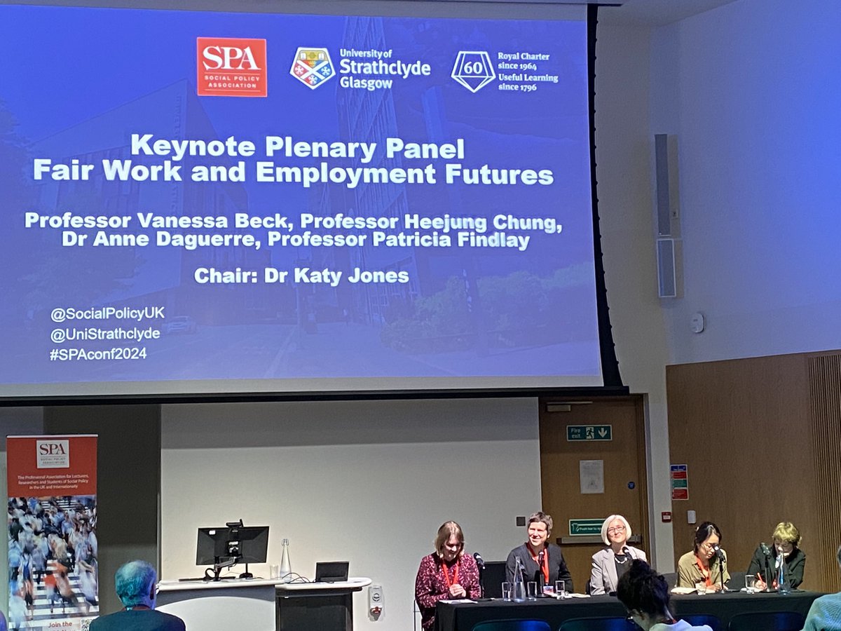 vanesa_fuertes's tweet image. Fascinating keynote plenary at  #SPA2024 with @Dr_KatyJones @vvab9 @annedaguerre @HeejungChung and @FindlayPatricia about fair work. Prof Vanessa Beck talking about #underemployment as per our @ESRCUnderemploy research.