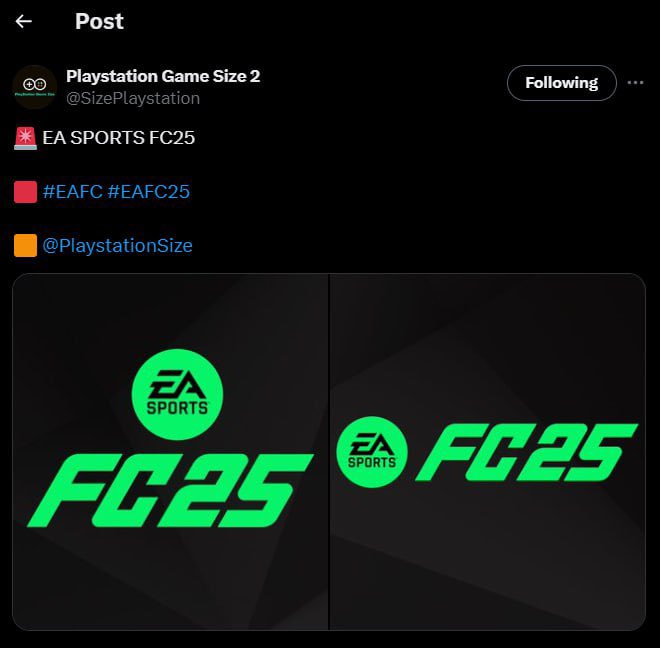 yrgonews's tweet photo. The FC25 (former FIFA) logo has been highlighted in the PlayStation Store database.

The official announcement is expected in the middle of the month, and the release will take place as usual in September. #EURO2024 #loveisland 
https://t.co/JD8TQ8GkpV https://t.co/s9X6v1QEG3