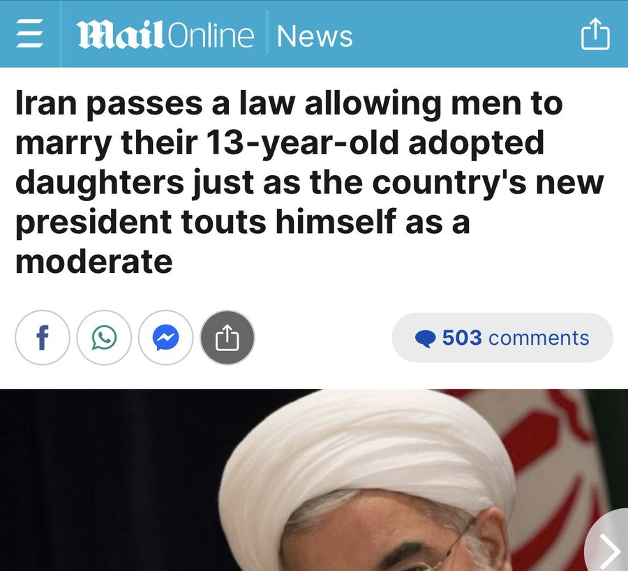 ImtiazMadmood's tweet photo. Raping the adopted daughters made easy in Iran. https://t.co/2NzptGbxz1