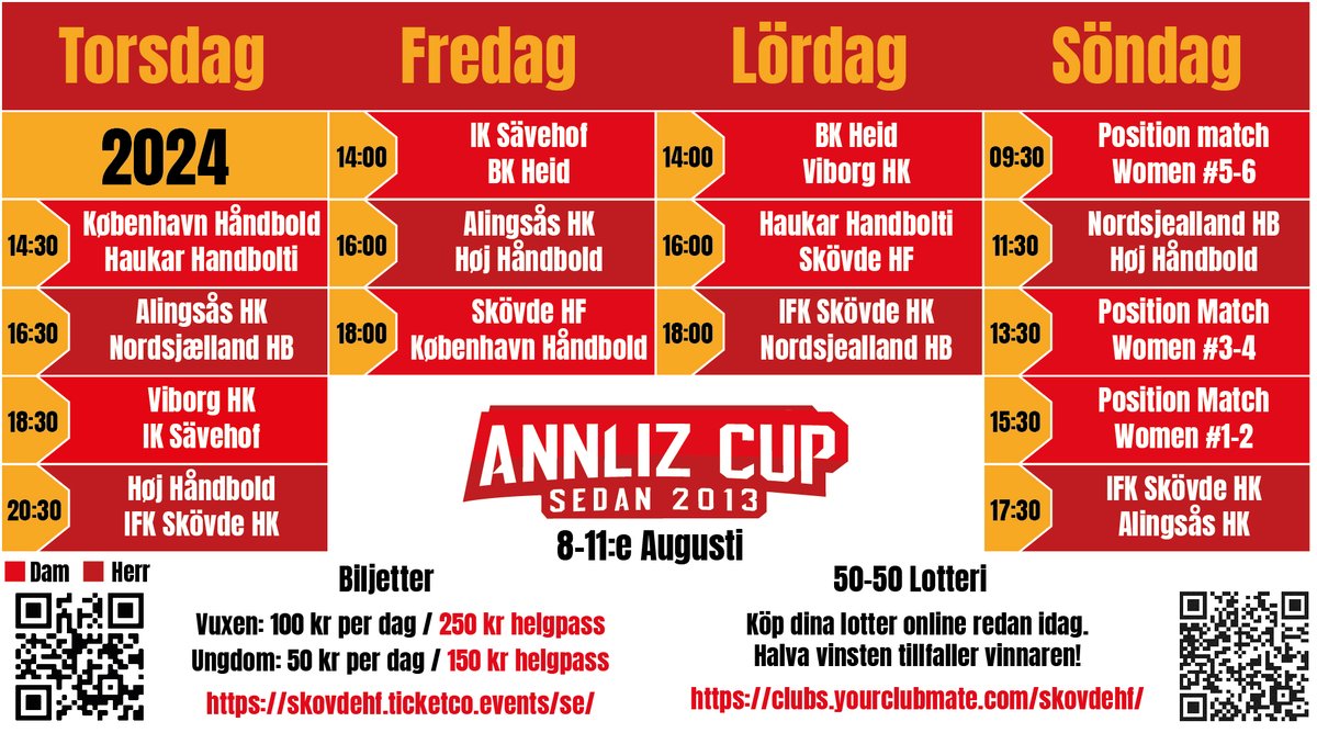 Årets Annliz Cup SuperElit får detta spelschema. För första gången med en herrklass!! annlizcup.se/superelit/