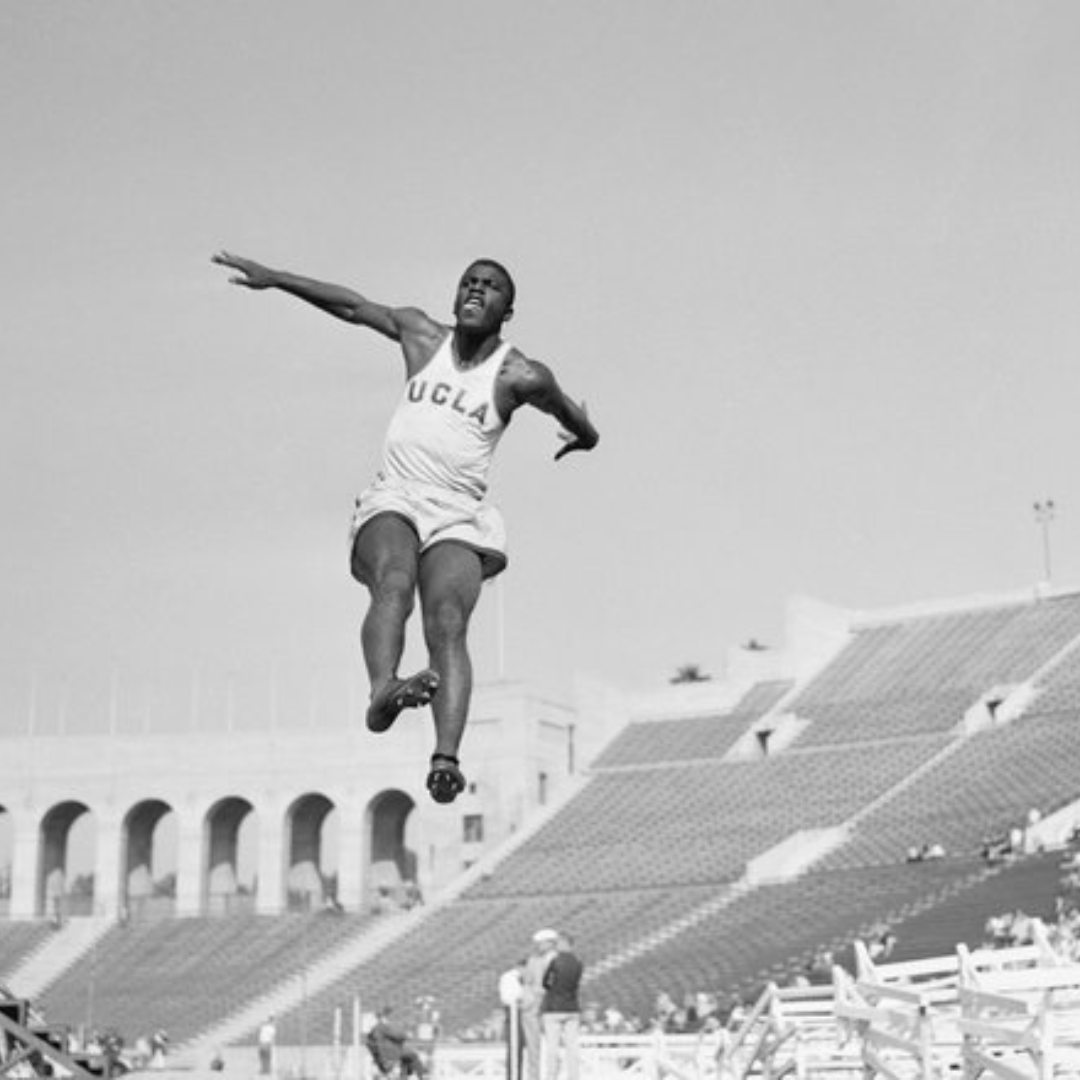 #OnThisDay July 3, 1938—Jackie Robinson places third in the broad jump at the National Amateur Athletic Union's annual meet in Buffalo, New York. This is one year prior to Jackie enrolling at UCLA where he would go on to compete as part of the university's Track and Field team.