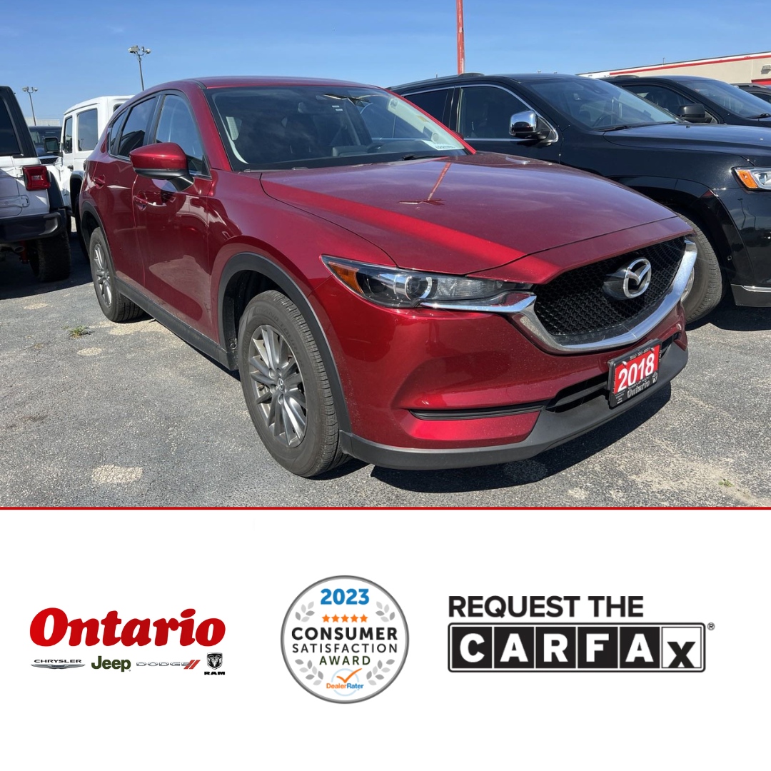 Hit the road this summer in a used 2018 Mazda CX-5 GS, where style meets adventure. 🚗✨ Experience the comfort of a meticulously crafted interior and start your next journey with us today! 🙌 #CarCrushWednesday #Mazda #MazdaCX5