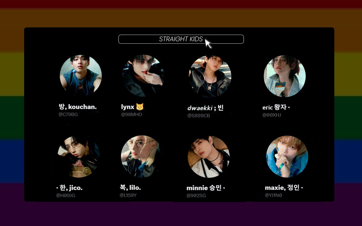 H09JG's tweet image. ㅤㅤㅤㅤㅤ⋆ 𝐬𝐭𝐫𝐚𝐢𝐠𝐡𝐭 𝐤𝐢𝐝𝐬 : mαtchıng ıcons ♡