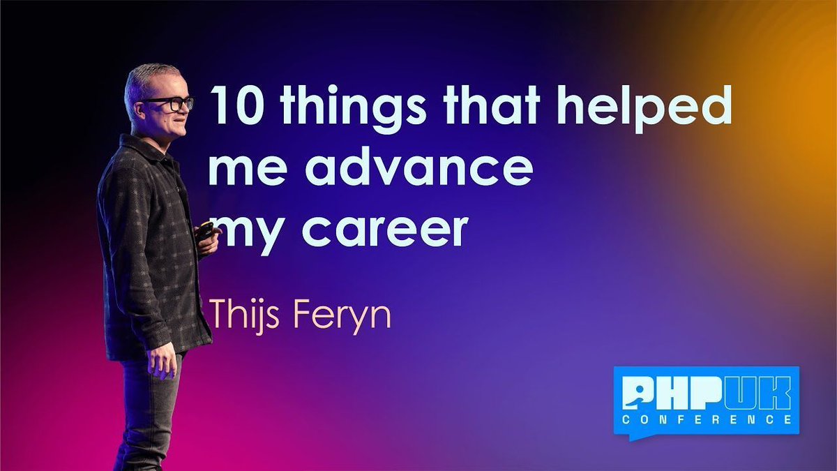 PHPUKConference's tweet image. @ThijsFeryn delivered an engaging keynote at #phpuk24, sharing &apos;10 things that helped me advance my career&apos;. 

From passion to creativity, Thijs explored key mindset shifts that have made a difference. These insights were invaluable!  

Watch now: buff.ly/3QJCS96 
#php