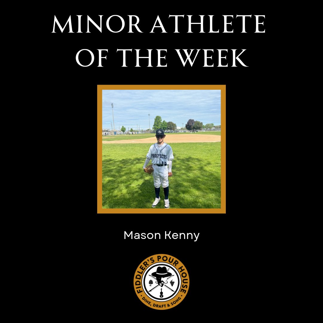 This week's #NiagaraSportsReport Fiddler's Pour House Minor Athlete of the Week is Mason Kenny of the Bullettproof Prospects 13U team who recently had a great weekend series, hitting .400 with two 2B, four RBI, two SB and some great plays in CF!
Congrats, Mason!