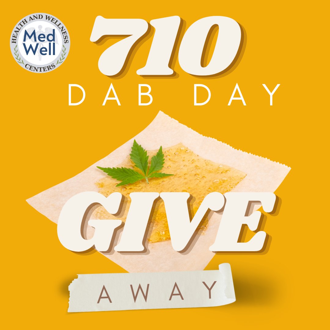 🌿 Dab Day Giveaway! 🌿

We're excited to offer ONE lucky new patient a FREE certification! This giveaway is for the initial consultation only (not for recertification). Don't miss your chance to start your journey with us!
➡️➡️ …well-special-offers.medwellhealth.net/DabDayGiveaway/ 

#medwellhealth  #710