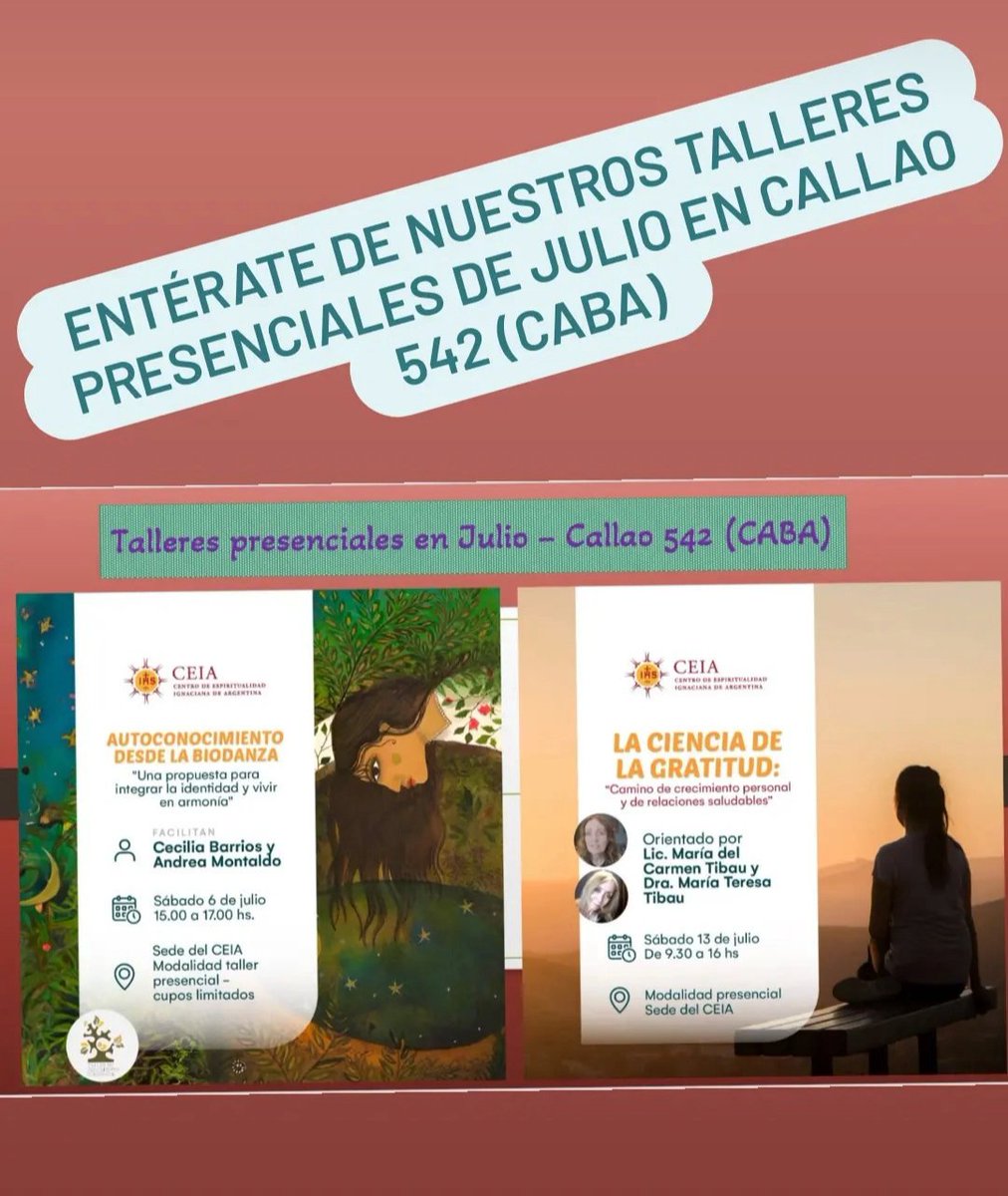 Dos talleres para disfrutar. Míralos en nuestra página web. Link en la bio