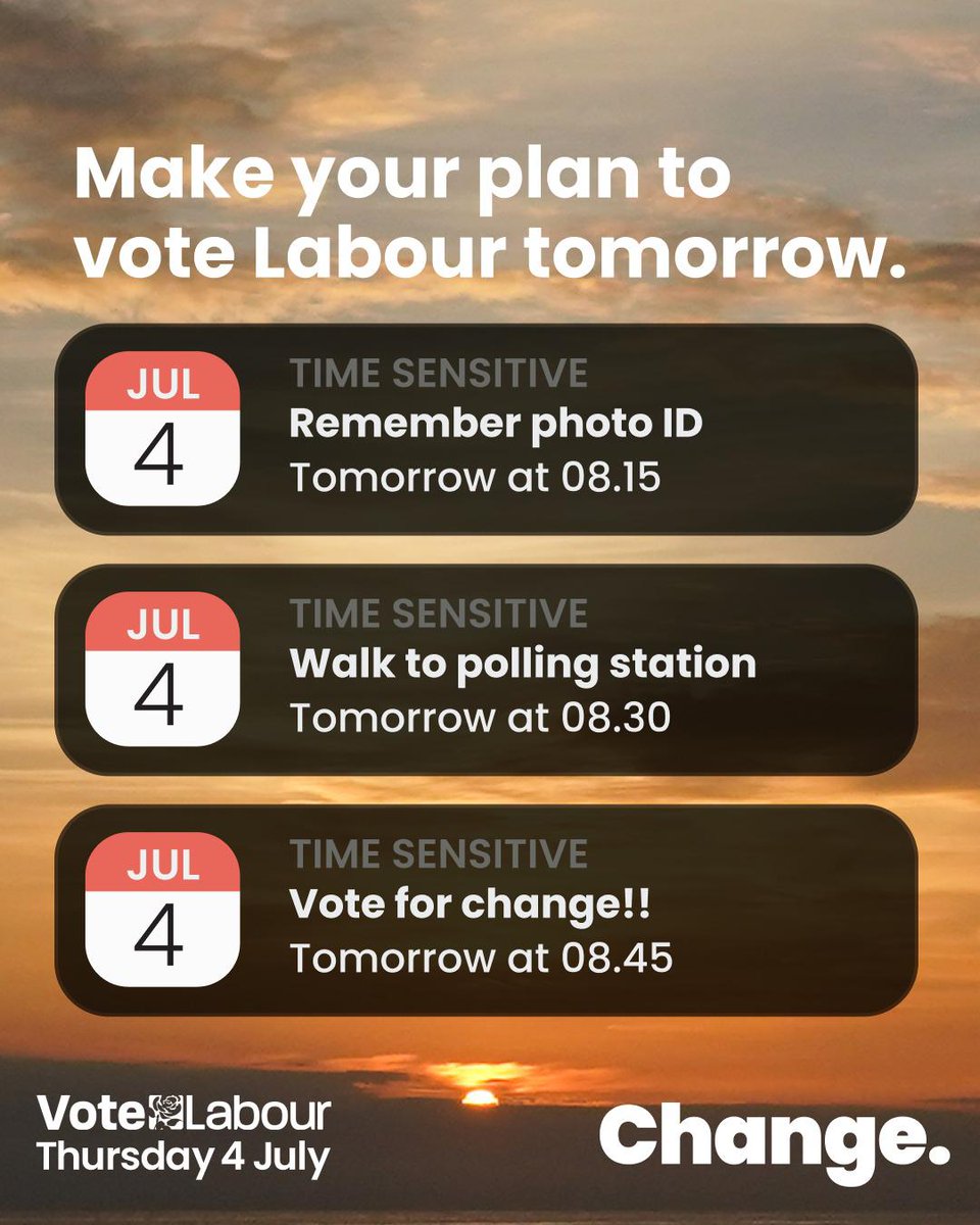 DaventryCLP's tweet image. Set your reminders for tomorrow ⏰️

If you want:
- An MP who genuinely cares
- Great British Energy
- To save the NHS
- Integrity in politics
- To tactically vote the Tories out 
- CHANGE

then the only choice in Daventry is to vote for @marianne_kimani 🌹🗳