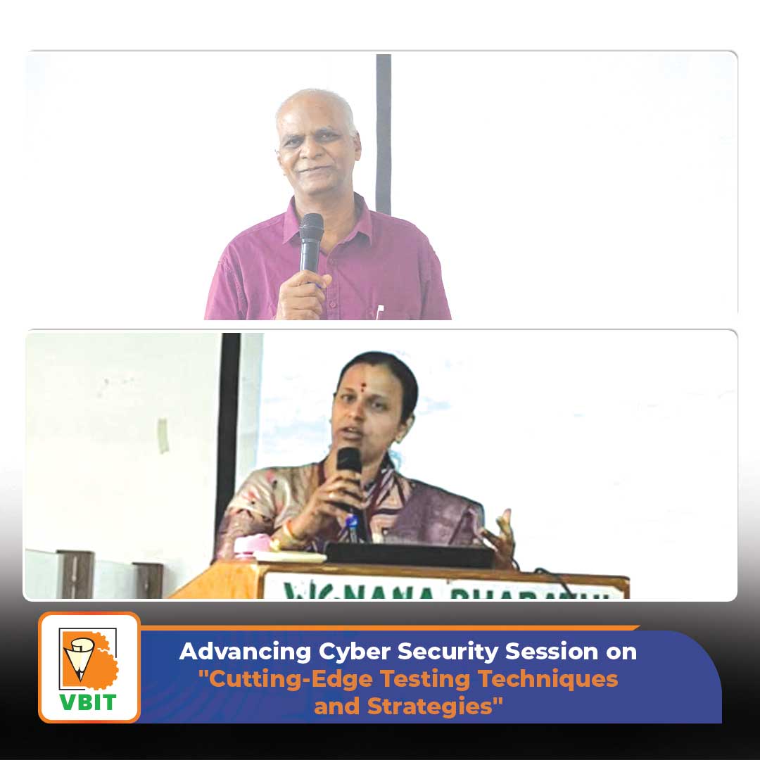 VBITHYD's tweet image. Dept. of #CyberSecurity organized #Session on Advancing Cyber Security with Cutting-Edge #TestingTechniques & #Strategies on 3rd July 2024. Led by Ms. Bhavani Sruti Somaraju, Test Manager at Quality Kiosk Technologies.
#VBIT #QualityKioskTechnologies #TechSession #Techniques