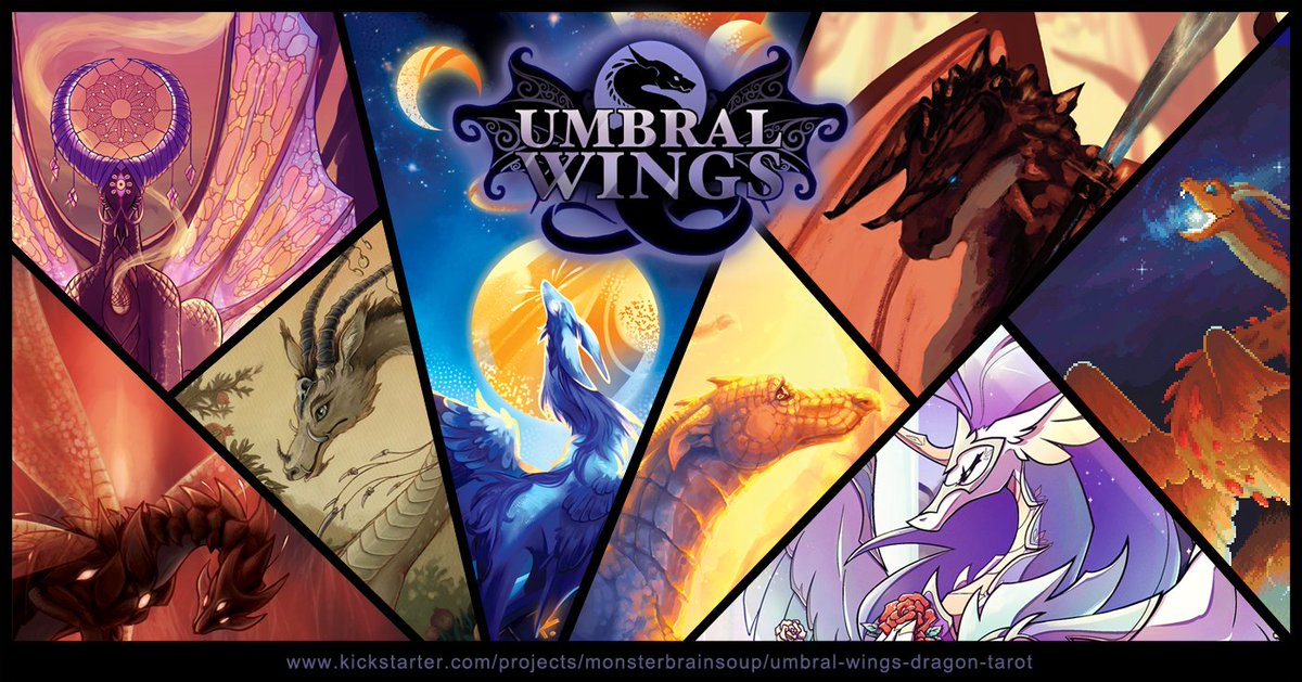 Umbral Wings, a dragon themed tarot deck available for pre-order on Kickstarter, soars ever closer to the heights of its funding goal 🐉✨

Here's a peek at 8 of the 78 gorgeous cards you'll receive when you pick up a copy! ⛓️ in 🧵