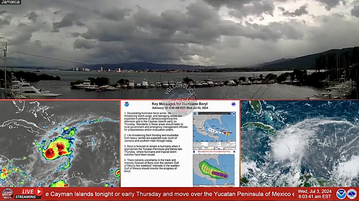 Watch with us at GVC as Hurricane Beryl begins to cross over Jamaica.  Beryl is still a strong Cat 4 hurricane and could cause severe damage from rain and wind.
#HurricaneBeryl #Hurricane #Jamaica #severeweather
 
youtube.com/live/JkK3UlPiS…
