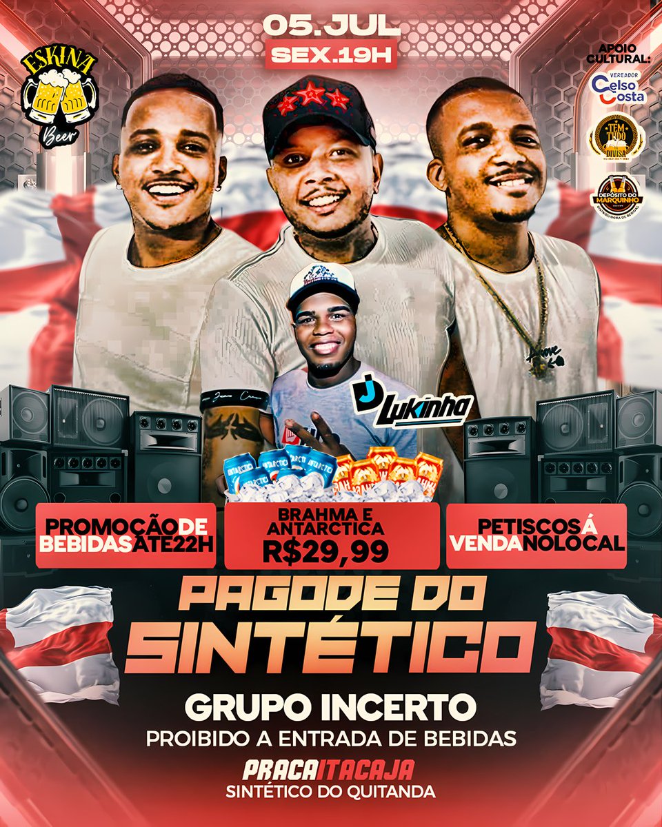 bailedapedreir3's tweet photo. 🍺ESKINA BEER🍺

PAGODE DO SINTÉTICO 🔥🤩💃
Dia 05 sexta feira📅

GRUPO INCERTO - SHOW COMPLETO ✅️

DJ LUKINHA NOS INTERVALOS QUEBRANDO TUDO 🎛🔥🎚

PROMOÇÕES DE BEBIDAS 🍺
PETISCO A VENDA NO LOCAL 🍢

❌️PROIBIDO ENTRADA DE BEBIDAS❌️

Praça itacaja, Sintetico do quitanda📍 https://t.co/UsBMiXtsUW