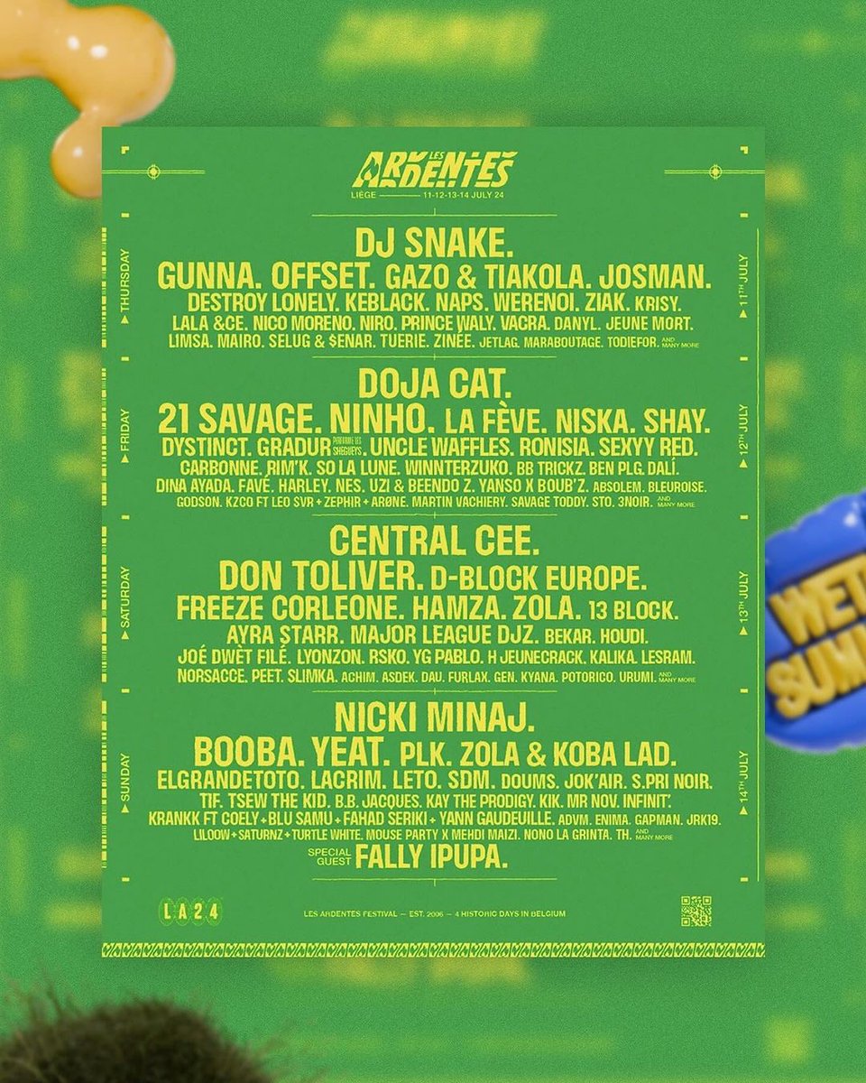 Wethenew (@wethenewfr) on Twitter photo Qui est chaud de gagner son pass 4 JOURS + CAMPING (+1 pour ton pote) pour <a href="/LESARDENTES/">LES ARDENTES</a> ? 👀🔥
Petit rappel de la line-up juste ici 👇 Qui est chaud de gagner son pass 4 JOURS + CAMPING (+1 pour ton pote) pour <a href="/LESARDENTES/">LES ARDENTES</a> ? 👀🔥
Petit rappel de la line-up juste ici 👇