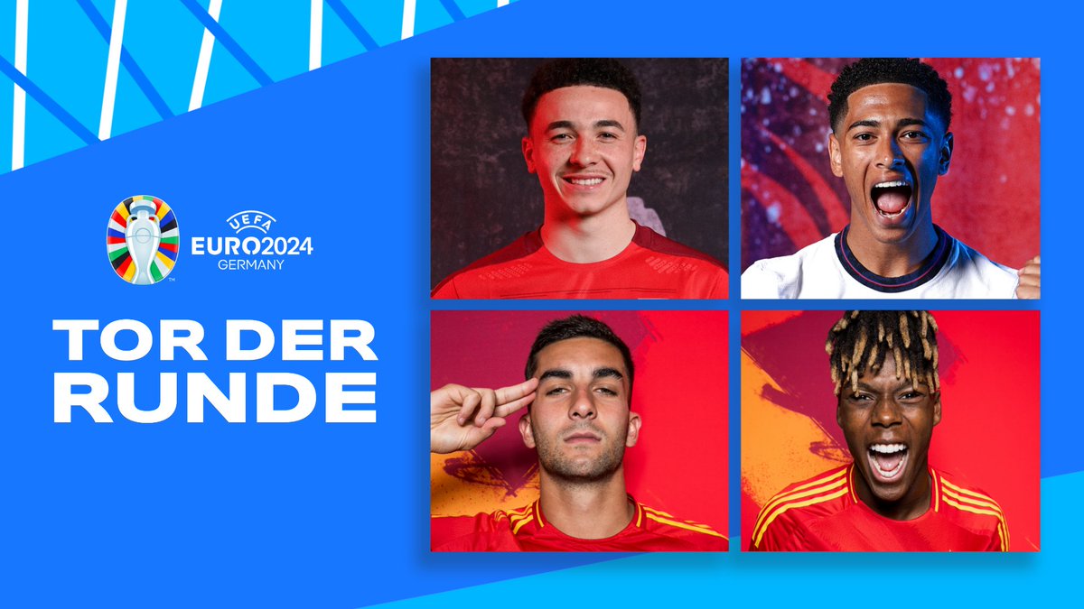 EURO2024DE's tweet image. 🌟 #EURO2024 Tor der Runde 🌟

🇨🇭 Rubén Vargas in #SUIITA ⚽
🏴󠁧󠁢󠁥󠁮󠁧󠁿 Jude Bellingham in #ENGSVK ⚽
🇪🇸 Fabián Ruiz in #ESPGEO ⚽
🇪🇸 Nico Williams in #ESPGEO ⚽

Voting 👉 bit.ly/4bl3O6Oo