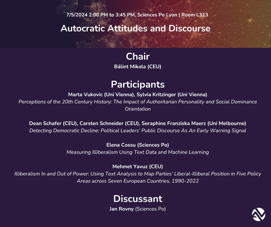 AuthlibEU (@authlibeu) on Twitter photo 🎓 On Friday, join us from 2pm at <a href="/SciencesPoLyon/">SciencesPo Lyon</a> in Room L313 for a panel on autocratic attitudes and discourse. 🎓 On Friday, join us from 2pm at <a href="/SciencesPoLyon/">SciencesPo Lyon</a> in Room L313 for a panel on autocratic attitudes and discourse.