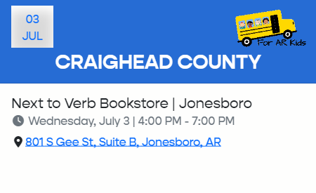 ForARKids's tweet photo. FINAL PUSH TO THE FINISH LINE! #AREducationalRightsAmendment signing location Wednesday in Jonesboro:
-Next to Verb Bookstore, 801 S. Gee St., Suite B, 4-7 p.m.
#ForARKids #Arkansas #arpx #education