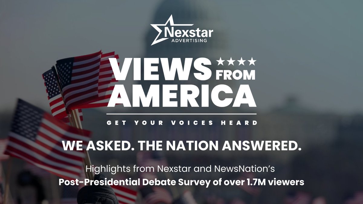 We asked &amp; the nation answered. Following the Presidential Debate last week, Nexstar &amp; <a href="/NewsNation/">NewsNation</a> surveyed over 1.7M viewers to hear their thoughts on the candidates and key issues. View the findings &amp; learn how to leverage Nexstar's proprietary research: hubs.li/Q02FdB3P0