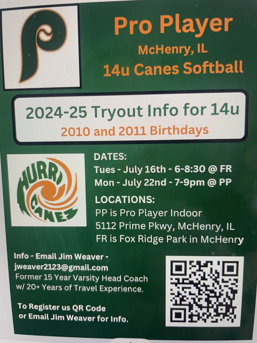 Tryout info in McHenry! Get registered!
