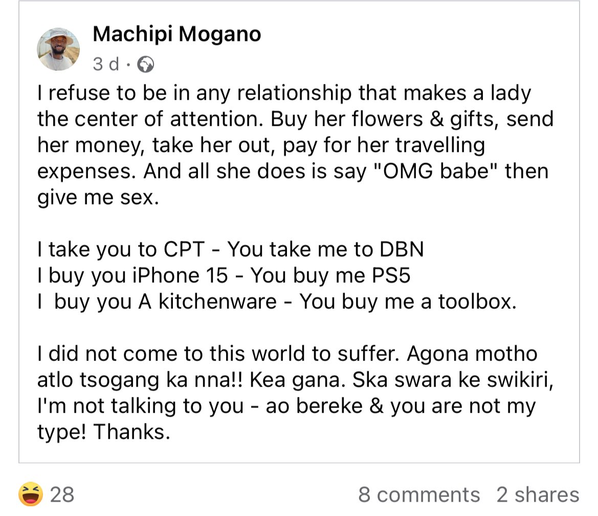 I agree with him shame 🤞🏾we must stop this entitlement