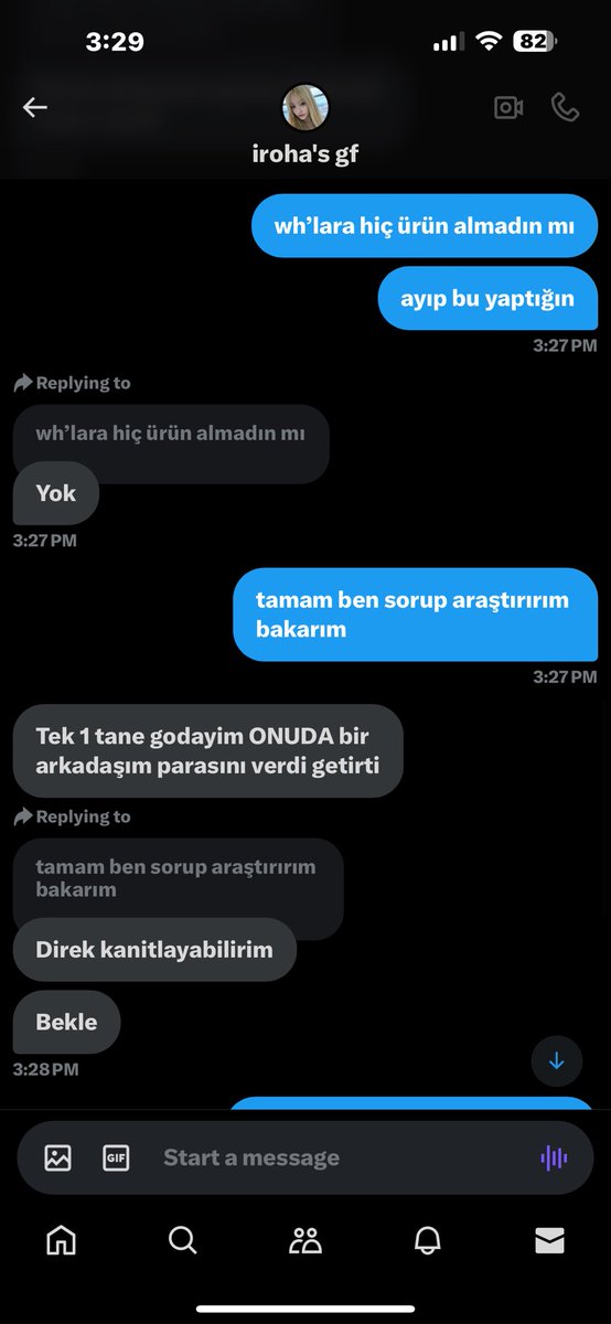 @Doublast237955 ifşa klasik bir tw claim atıyor günlerdir ödeme yapmasını bekliyorum daha önce de ödemesini geciktirmişti şimdi beni engelledi. sizin wh’ınıza ürün aldıysa ya da sizden bir şey aldıysa bana ulaşırsanız sevinirim satıp bana ödemesi gereken parayı almaya çalışacağım