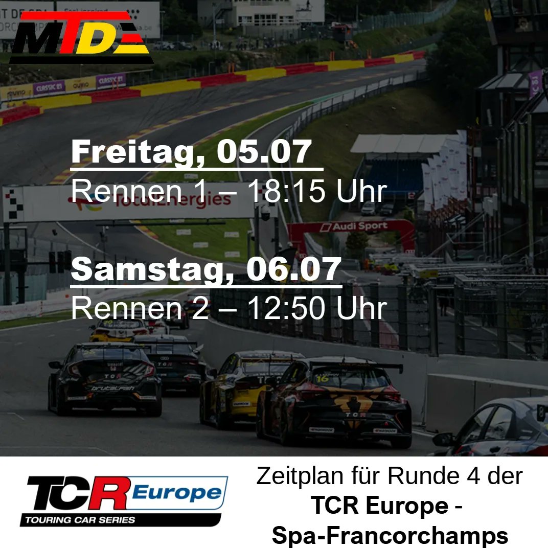 Nach der spannenden Action am Salzburgring, geht's jetzt weiter nach Spa-Francorchamps 🇧🇪
Wer wird dieses Wochenende gewinnen? Das alles seht ihr live mit Ben auf unserem YouTube &amp; Twitch Account. 

#TCREurope #TCR #motorsport #Racing #Live #kommentieren #MotorsportTelevisionDE