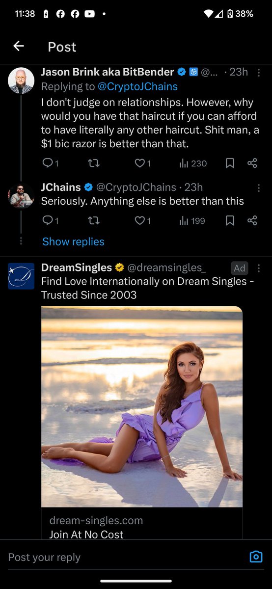 Bradmacgolf's tweet photo. @CryptoJChains I think the ad that popped up while reading comments says it all. https://t.co/Bjlix4mr6N