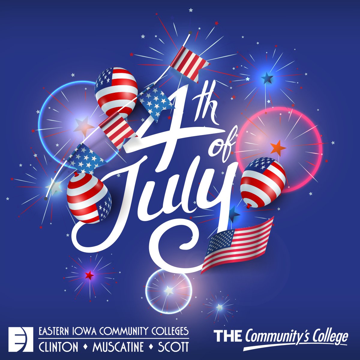 tweet_scc's tweet image. Our campuses will be closed tomorrow, July 4. We’ll be back open on Monday, July 8, ready to serve you! Until then, enjoy the fireworks, the barbecues, and the spirit of freedom. Have a fantastic holiday weekend! 🌟

#FourthOfJuly #IndependenceDay #THECommunitysCollege