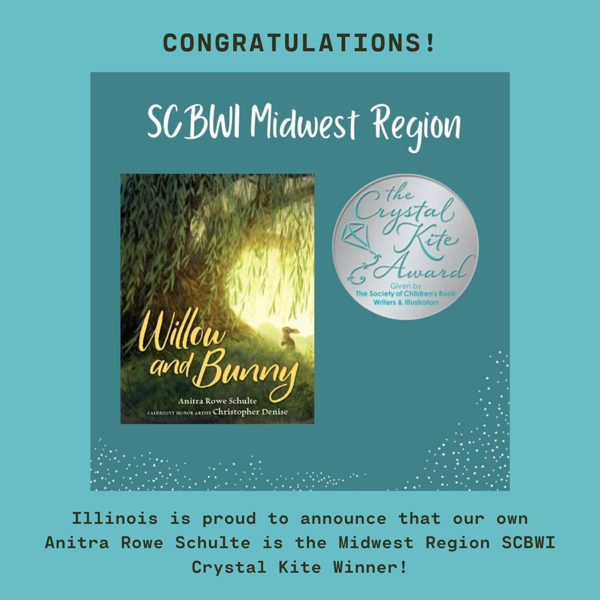 SCBWI_IL (@scbwi_il) on Twitter photo Congrats to our very own <a href="/anitraschulte/">Anitra Rowe Schulte</a> the Midwest Region SCBWI Crystal Kite Winner! #scbwi #scbwiillinois Congrats to our very own <a href="/anitraschulte/">Anitra Rowe Schulte</a> the Midwest Region SCBWI Crystal Kite Winner! #scbwi #scbwiillinois