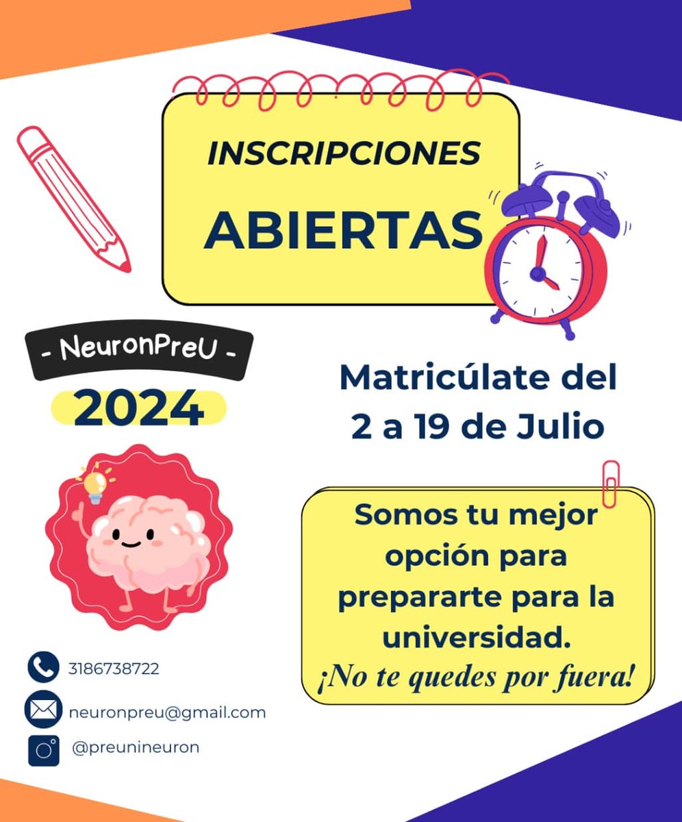Unete al curso de preparación para la U 🧠📚
Inscríbete ahora 📞3186738722
instagram.com/p/C87P9fQMEH0/… #Bogota