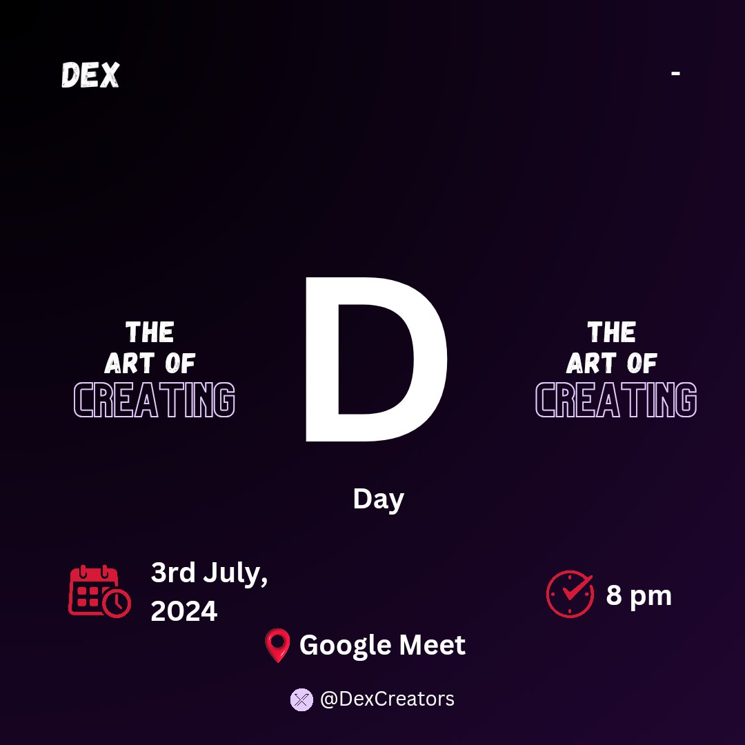 DexCreators's tweet image. Calling All Creators! 🚀 Join us tonight for “The Art of Creating” with DEX Creators

Why Attend?
🎤 Inspiring Guest Speaker
🗣️ Debate: &quot;Nigerian TikTok Creators - Original or Trends&quot; and more

RSVP now: lu.ma/jduyka1
#TheArtOfCreating #DEXCreators #CreativeCommunity