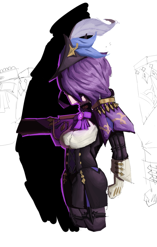 Since the Clorinde fanart I drew did well, I might as well share the first Clorinde drawing I did, this was supposed to be a part  of the poster but the colors were wrong(I was thinking of raiden while coloring) and the anatomy kinda wacky so yeahh

#clorinde #GenshinImpact