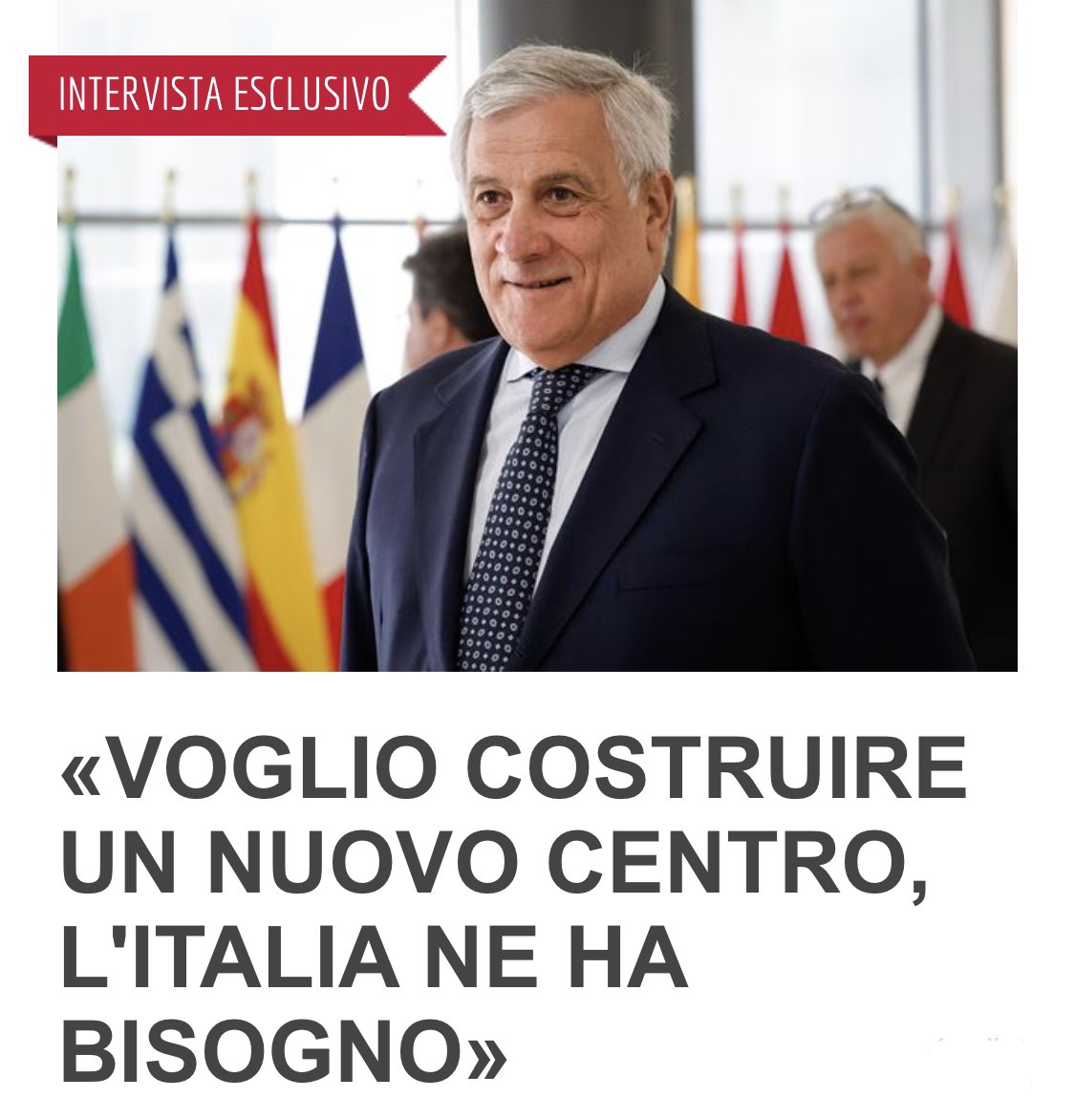 Gruppo Editoriale San Paolo (@sanpaoloeditore) on Twitter photo «VOGLIO COSTRUIRE UN NUOVO CENTRO, L'ITALIA NE HA BISOGNO»
Domani su <a href="/fam_cristiana/">Famiglia Cristiana</a> intervista del direttore @StefStima e condirettore <a href="/luciano_regolo/">Luciano Regolo</a> al Ministro degli Esteri e leader di Forza Italia <a href="/Antonio_Tajani/">Antonio Tajani</a>
🔗 famigliacristiana.it/articolo/vogli… «VOGLIO COSTRUIRE UN NUOVO CENTRO, L'ITALIA NE HA BISOGNO»
Domani su <a href="/fam_cristiana/">Famiglia Cristiana</a> intervista del direttore @StefStima e condirettore <a href="/luciano_regolo/">Luciano Regolo</a> al Ministro degli Esteri e leader di Forza Italia <a href="/Antonio_Tajani/">Antonio Tajani</a>
🔗 famigliacristiana.it/articolo/vogli…