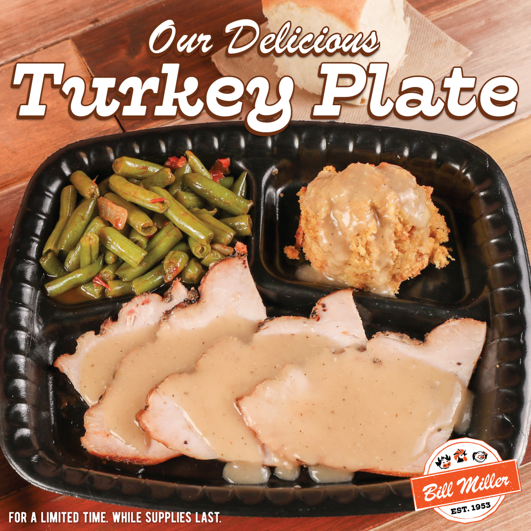 BillMillerBarBQ's tweet photo. Plated perfection: Turkey edition!😍✨ Order the Turkey Plate with 2 sides & tea for $9.95 today!
#CornbreadDressing #Turkey #GreenBeans #Foodies https://t.co/cfp9EDYU7T