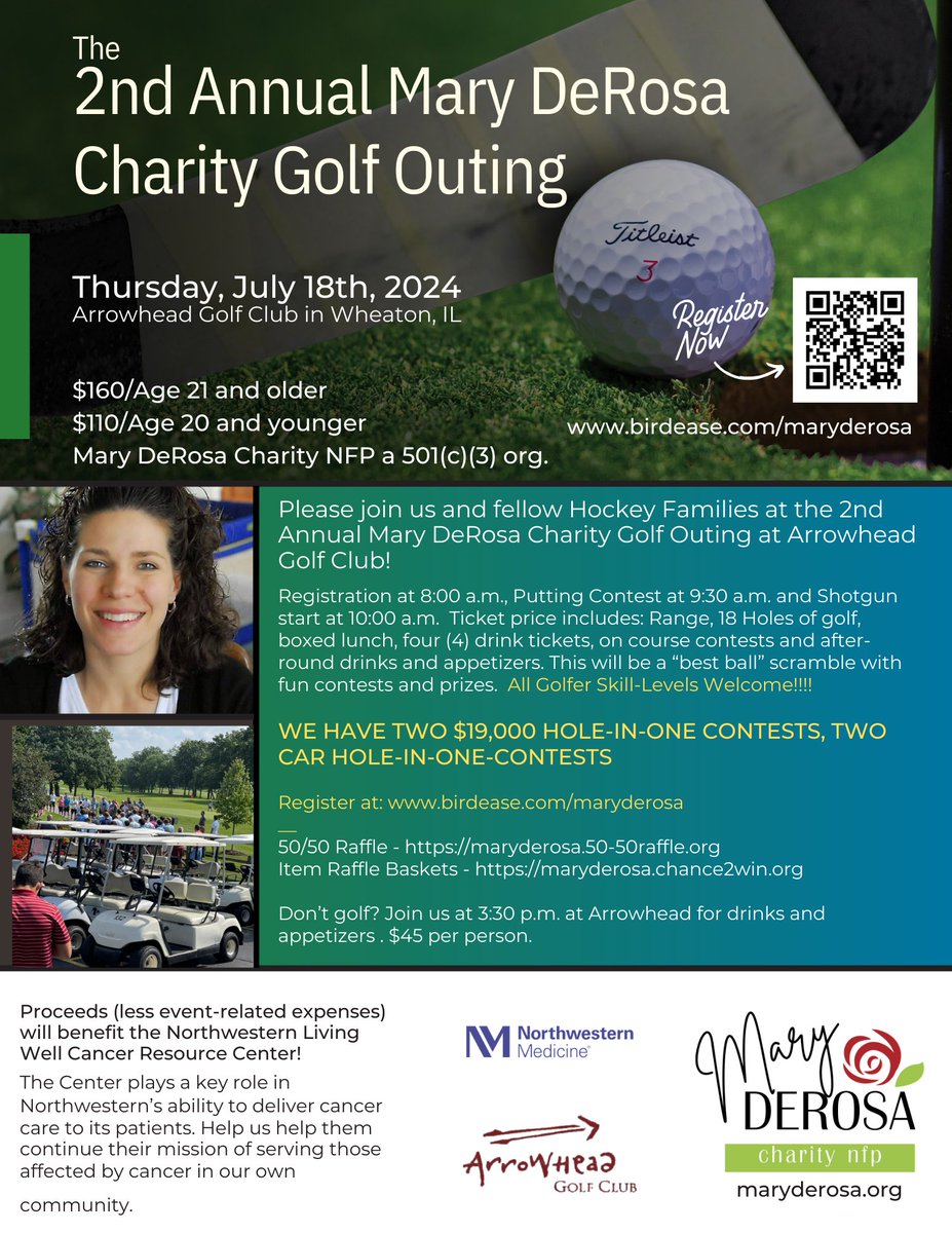 The 2nd Annual Mary DeRosa Charity Golf outing on July 18th is fast approaching.  Register today at birdease.com/maryderosa  to golf or to participate in the after-golf award celebration. The benefactor of the event is the Living Well Cancer Resource Centers.
