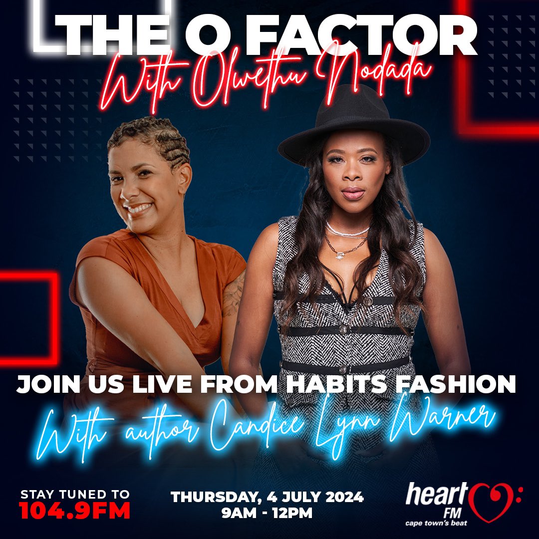 Heart1049FM's tweet photo. Can you relate to feelings of self-sabotage, guilt, shame, fear of rejection & chronic anxiety or depression? You can heal! Don’t miss the #OFactor with Olwethu Nodada at the launch of Candice Lynn Warners’ new book “Reparenting the Inner Child”! See you there! #LiveBroadcast https://t.co/DBbaASw2kD