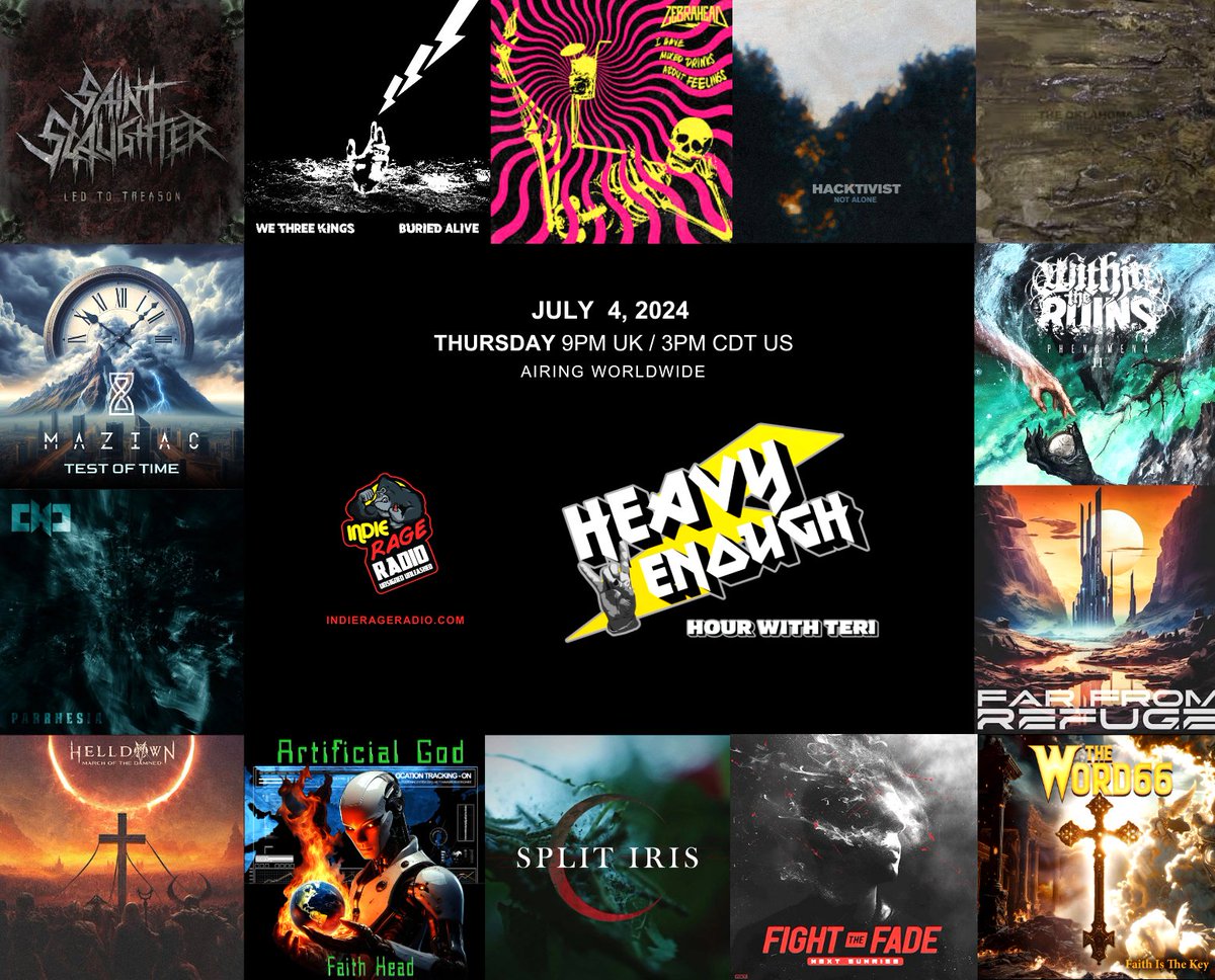 MusicMattersTee's tweet photo. Thursday 9pmUK 22hCEST 3pmCDST(US) Tune into
@IndieRageRadio #HeavyEnough
🔊https://t.co/fbYDNfmgnz
Listen to the new bangers from-
#SaintSlaughter @wethreekings_ @zebrahead @HacktivistUK @theoklahomakido @maziacband @CopehillDown +more
Info: https://t.co/ivr7EnJbZH
#NewMusic https://t.co/RcSb8e2Pzv