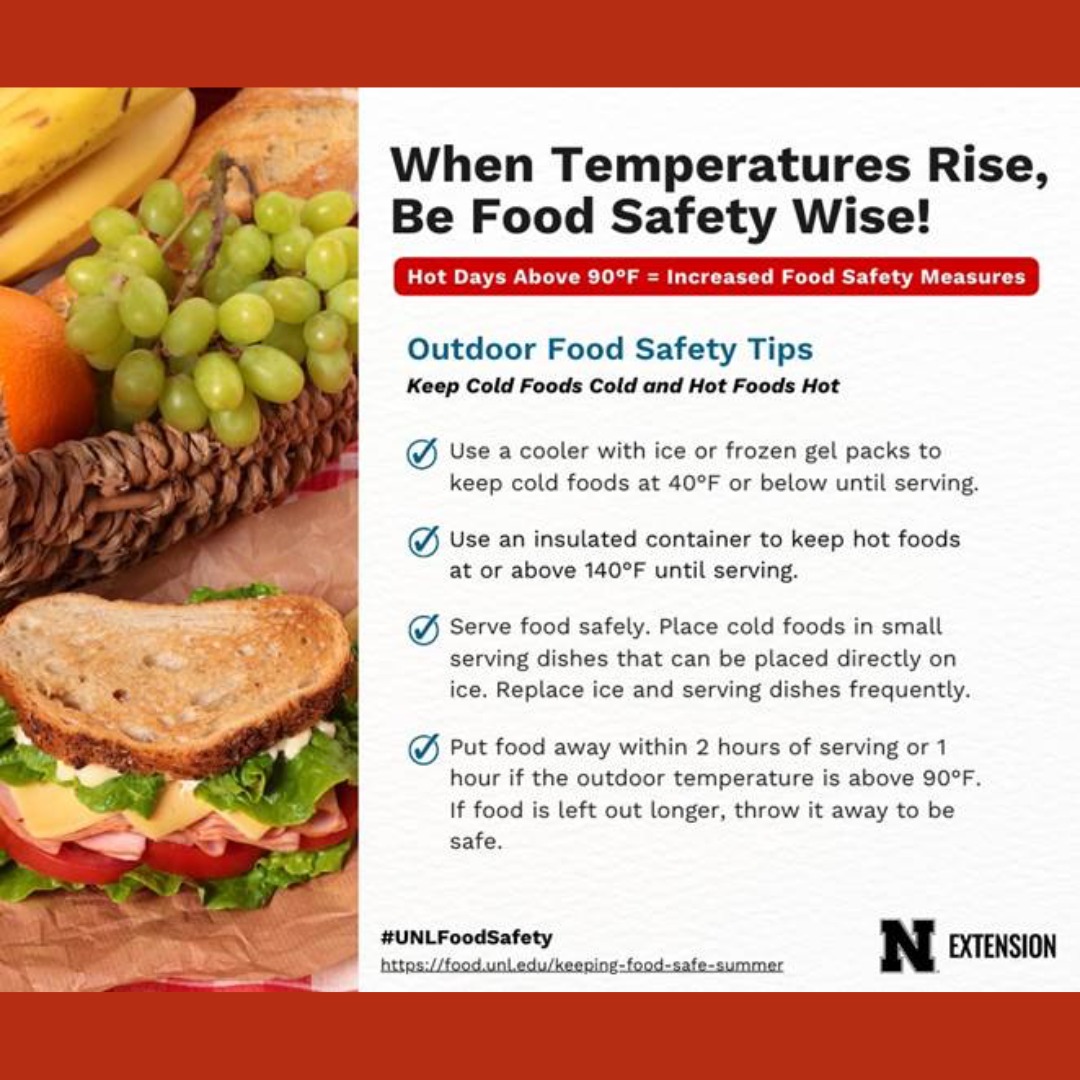 unmccscash's tweet photo. Did you know that you are more likely to get food poisoning (foodborne illness) during the summer months than any other time through the year? For summer food safety tips: https://t.co/wSVQggscVB #UNLFoodSafety https://t.co/MPsuOePmu4