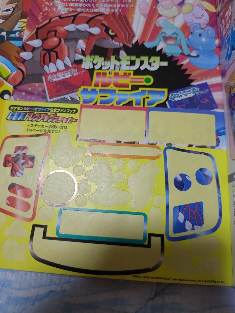 コロコロから出た攻略本の付録っす
ソフトやGBAに貼ってドレスアップしよう!みたいなカンジのやつ

ボクはこのとーり貼っちゃって
個人的にはソフトの価値落としたわと後悔してる
実際の価値がどうかは知らん 