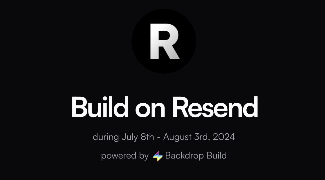 resend's tweet photo. Thousands of developers are taking on the challenge of building and launching their crazy ideas in four weeks.

The next @withBackdrop event starts in 5 days!

https://t.co/iQW8zoM7im https://t.co/vEmWDHDNvF